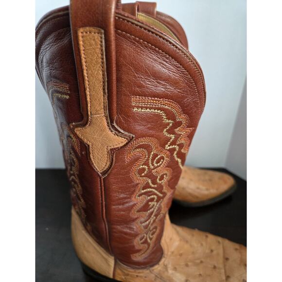 Pistolero Mens Cowboy Boots Rodeo Wear Brown Tan Ostrich Skin Botas Size 7.5 main image 11